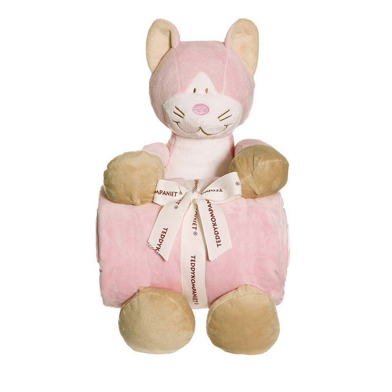 Teddykompaniet Kat bamse med tæppe i gaveæske - Pink. Super blød bamse i fantastisk kvalitet. Alt i tøjdyr fra Teddykompaniet. Lev. 1-3 hverdg. Fri fragt fra 499,-