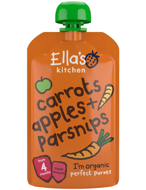 Ellas Kitchen - Økologisk Babysmos gulerod, æble og pastinak 4 mdr.- 120gr