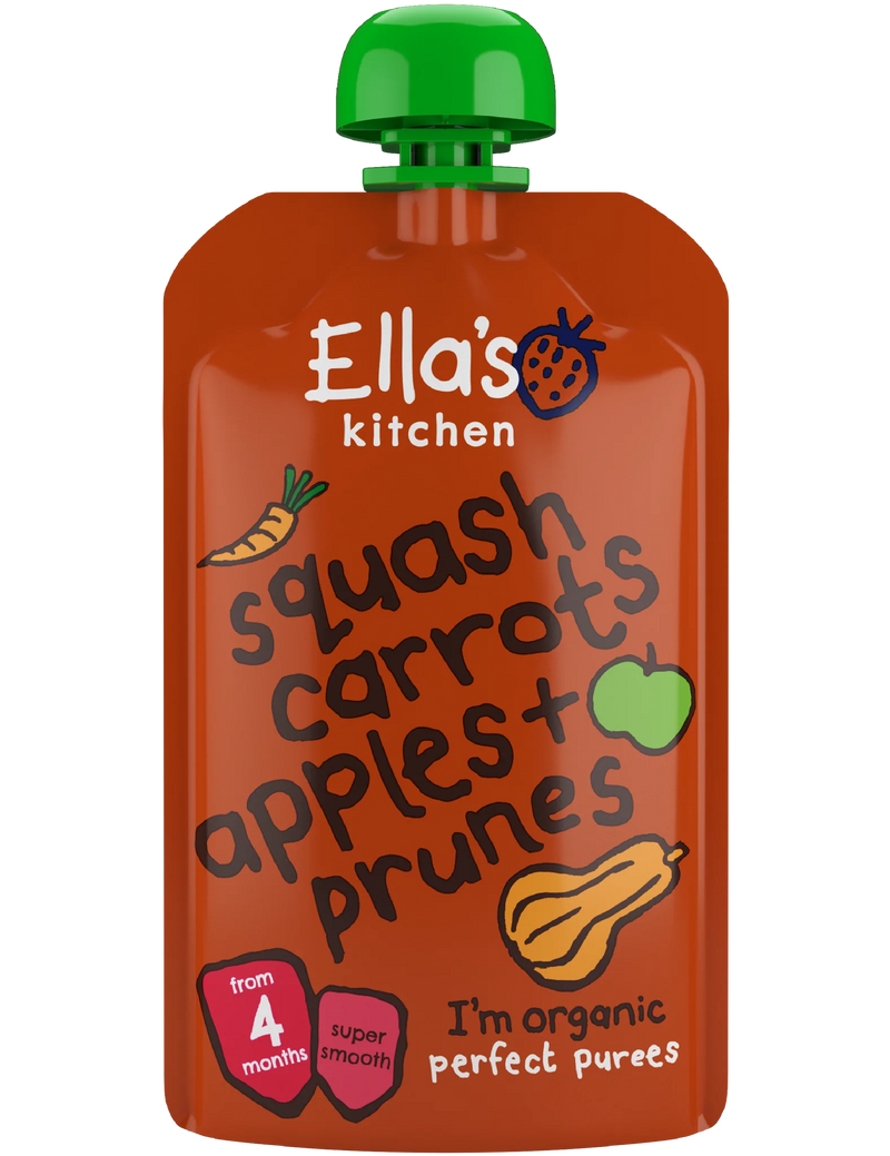 Ellas Kitchen - Økologisk Babysmos squash, gulerod, æble og svesker  4 mdr.- 120gr.