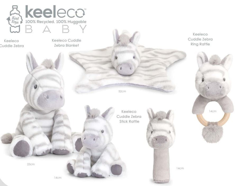 Keel Toys Keeleco Cuddle Zebraa Tæppe - 32cm. Miljøvenlig bamse. Super sødt og blødt tøjdyr. Lev. 1-3 hverdg. Fri fragt fra 499,-