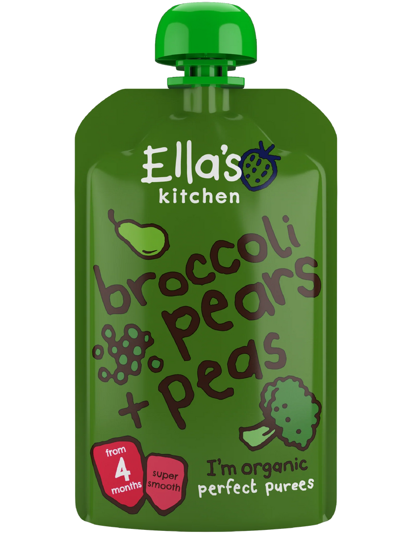 Ellas Kitchen - Økologisk Babysmos broccoli, pære og ærter 4 mdr. - 120gr.
