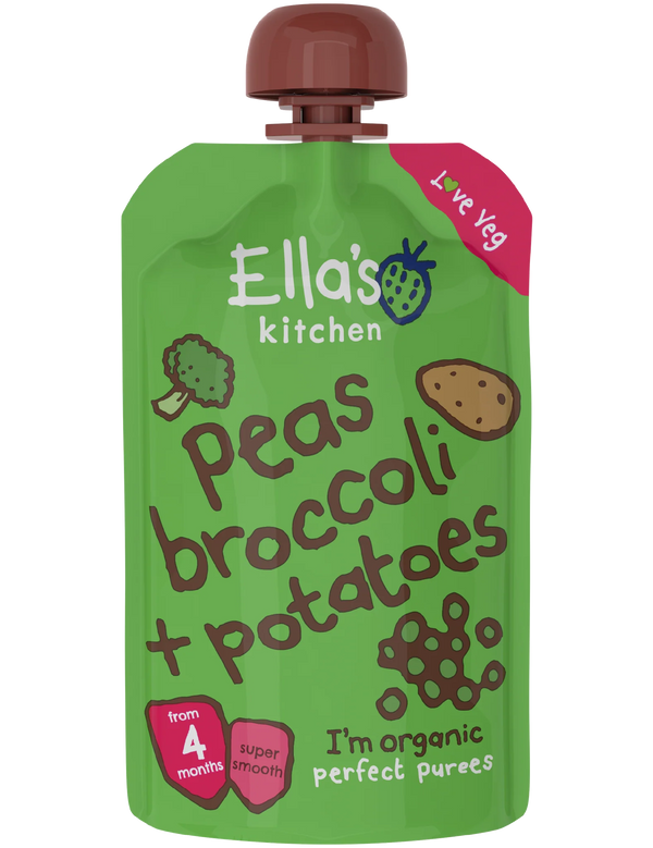 Ellas Kitchen - Økologisk Babysmos ærter, broccoli og kartofler 4 mdr. - 120gr.