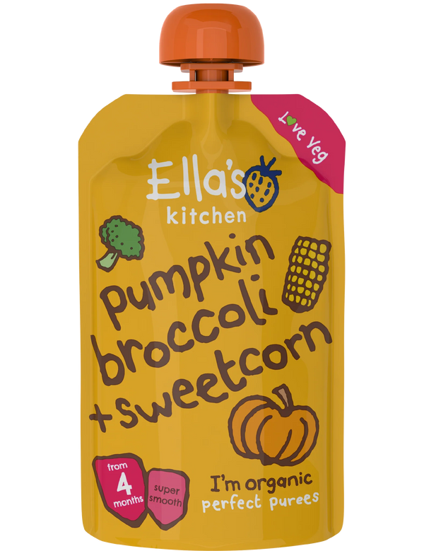 Ellas Kitchen - Økologisk Babysmos græskar, broccoli og søde majs 4 mdr. - 120gr