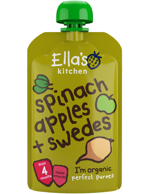 Ellas Kitchen - Økologisk Babysmos spinat, æble og majroer 4 mdr. - 120gr.