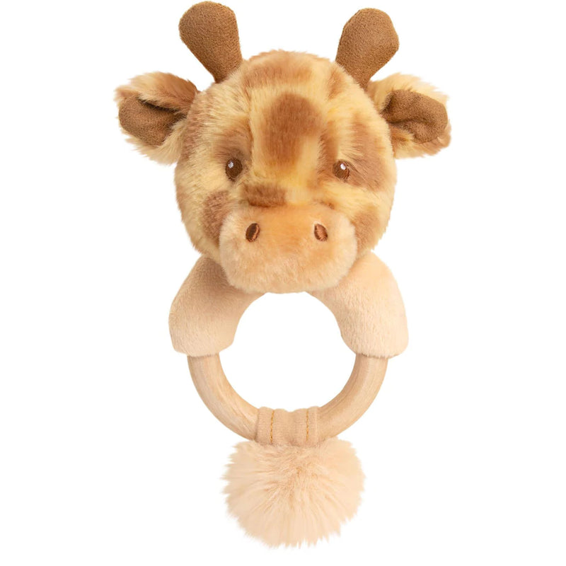 Keel Toys Keeleco Huggy Giraf rangle med ring - 14cm. Super blød og en perfekt rangle til at trøste din baby med. 100% miljøvenlig. Lev. 1-3 hverdg. Fri fragt fra 499,-