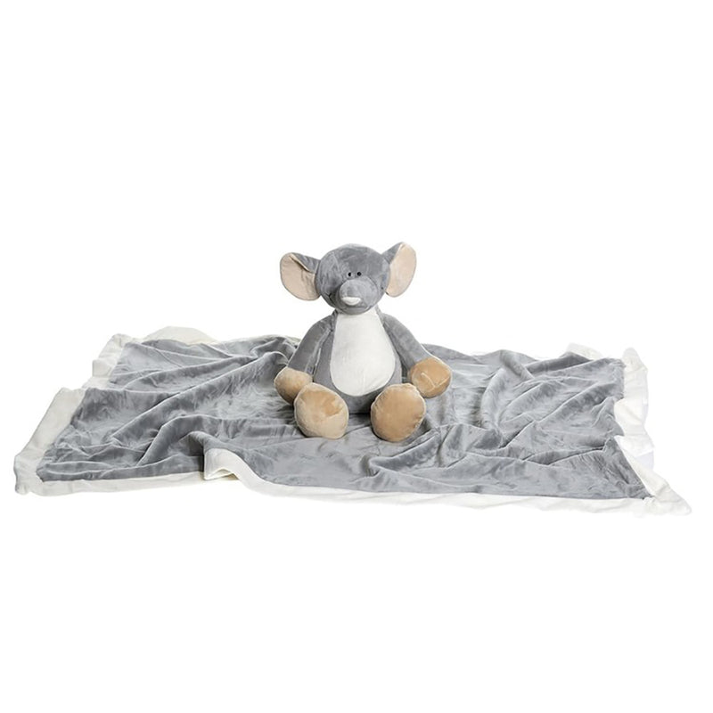 Bamse og tæppe i gaveæske fra Teddykompaniet. Elefant bamse i grå med tilhørende tæppe. Alt i tøjdyr fra Teddykompaniet. Lev. 1-3 hverdg. Fri fragt fra 499,-